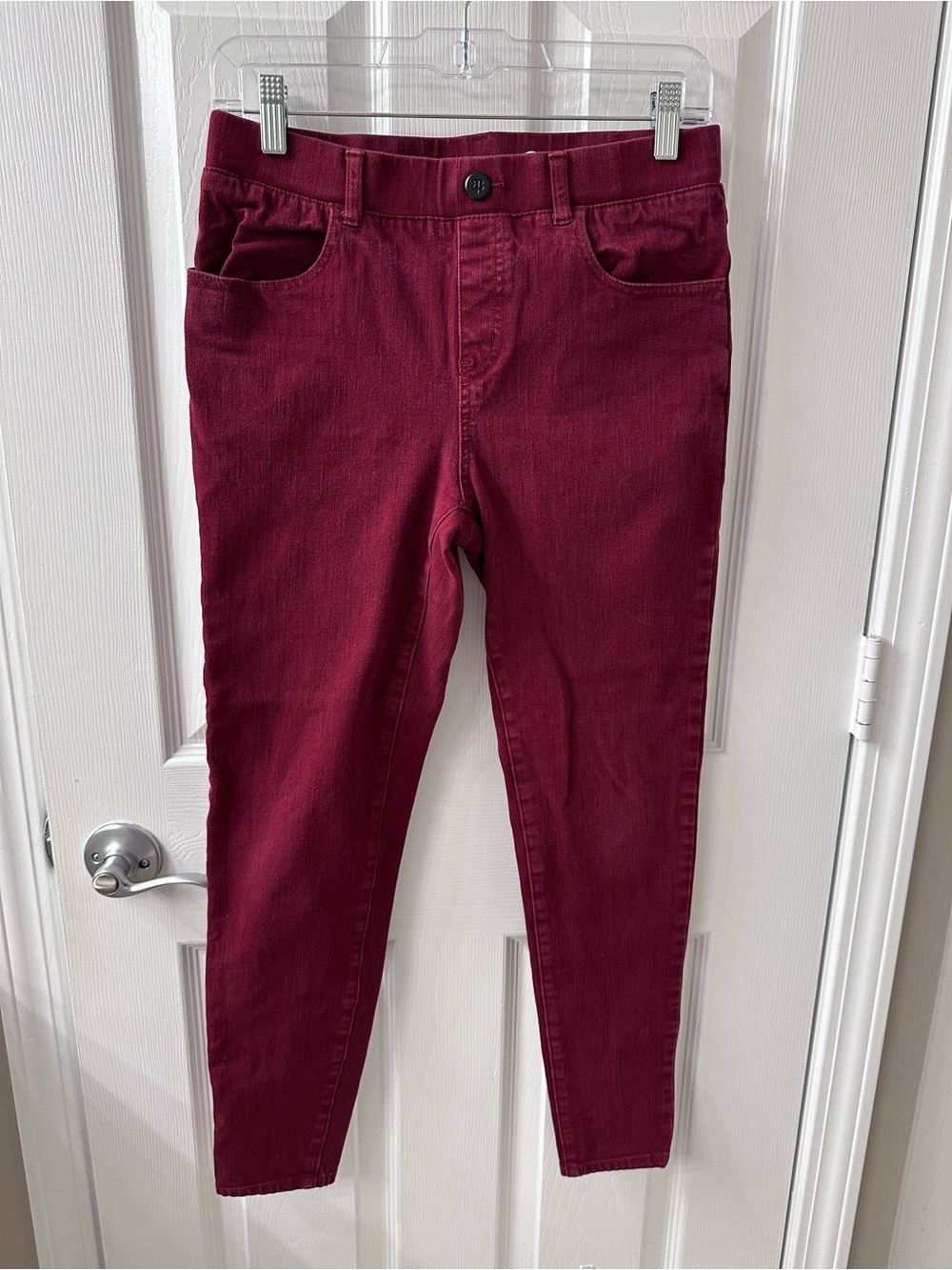Betabrand Burgundy Cropped Skinny Jeans